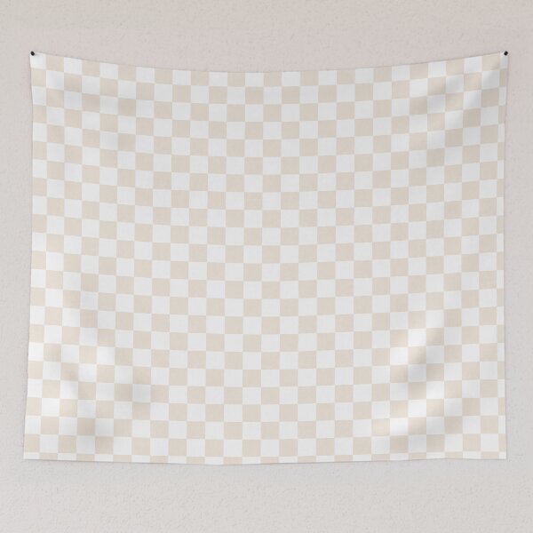 Item preview, Distressed look soft light beige and white chess checkers checkerboard designed and sold by PrettywithColor.