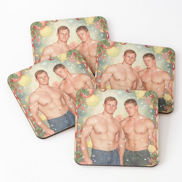 Item preview, Kitsch Muscular Gay Couple Christmas Card designed and sold by Atlas Kai.