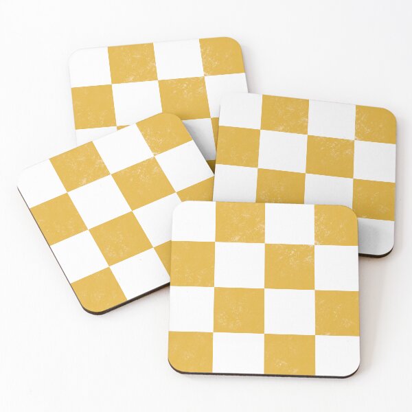 Item preview, Distressed look golden yellow and white classic chess checkers checkerboard designed and sold by PrettywithColor.