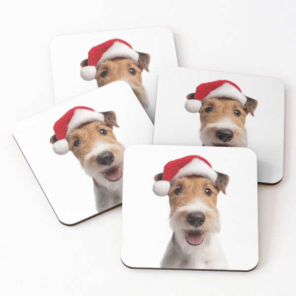 Item preview, Cute Wire Fox Terrier Christmas Art — Wire Fox Terrier Wearing Santa Hat designed and sold by LazyOwlStore.