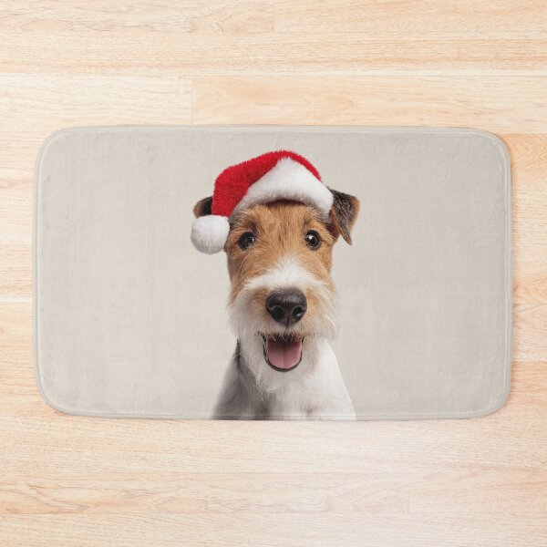 Item preview, Cute Wire Fox Terrier Christmas Art — Wire Fox Terrier Wearing Santa Hat designed and sold by LazyOwlStore.