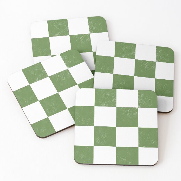Item preview, Distressed look light bright green and white classic chess checkers checkerboard designed and sold by PrettywithColor.