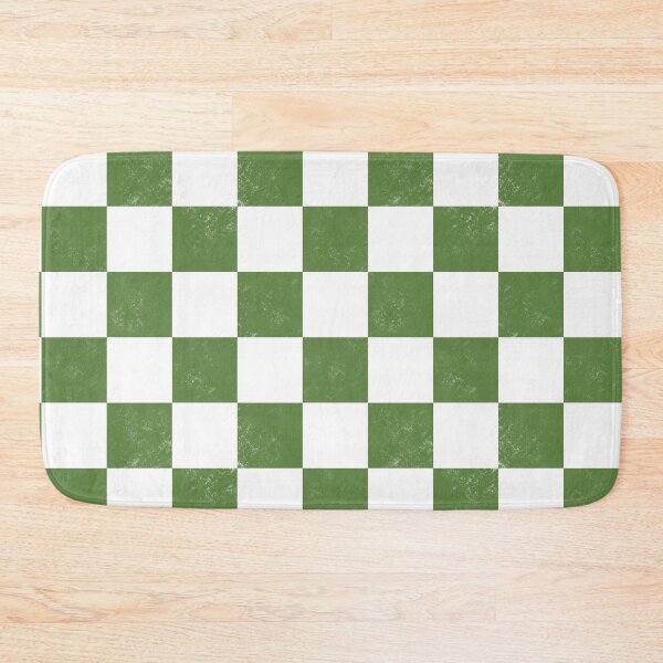 Item preview, Distressed look light bright green and white classic chess checkers checkerboard designed and sold by PrettywithColor.