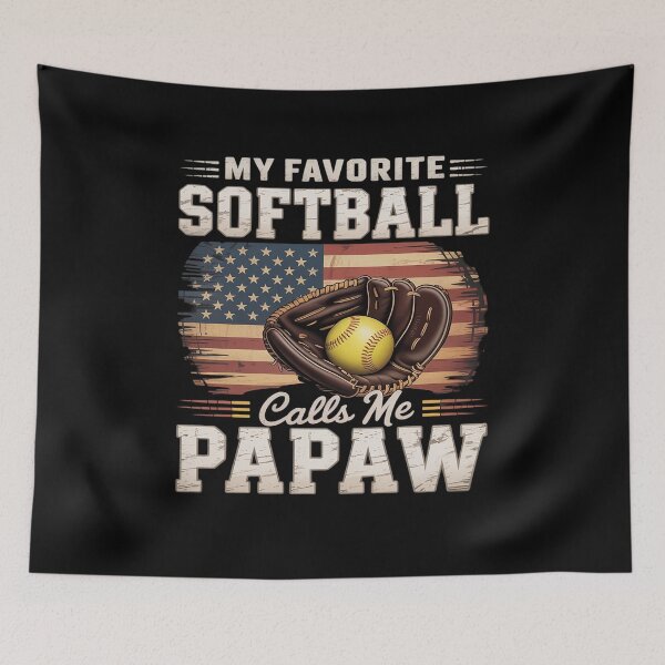 Item preview, My Favorite Softball Player Calls Me Papaw American Flag designed and sold by khorbiasieno.