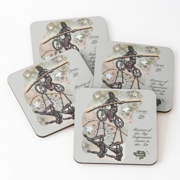 Item preview, Portrait of three aerial acrobats with a bicycle on a tightrope. designed and sold by marysfarbklecks.