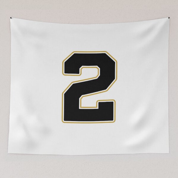 Item preview, Jersey Number 2 / Player Shirt Number Two (Black with Gold Outline) designed and sold by STUDIO-72.