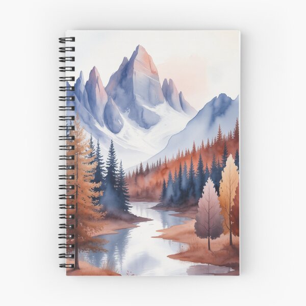 Item preview, Watercolor Autumn Mountain Landscape designed and sold by PrintAtelier.