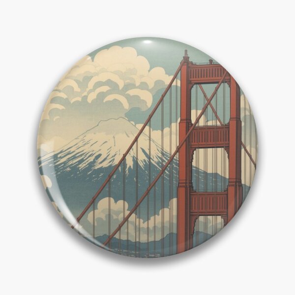 Item preview, Golden Gate and Mount Fuji – Japanese Ukiyo-e Woodblock Cityscape designed and sold by Vandy Fullam.