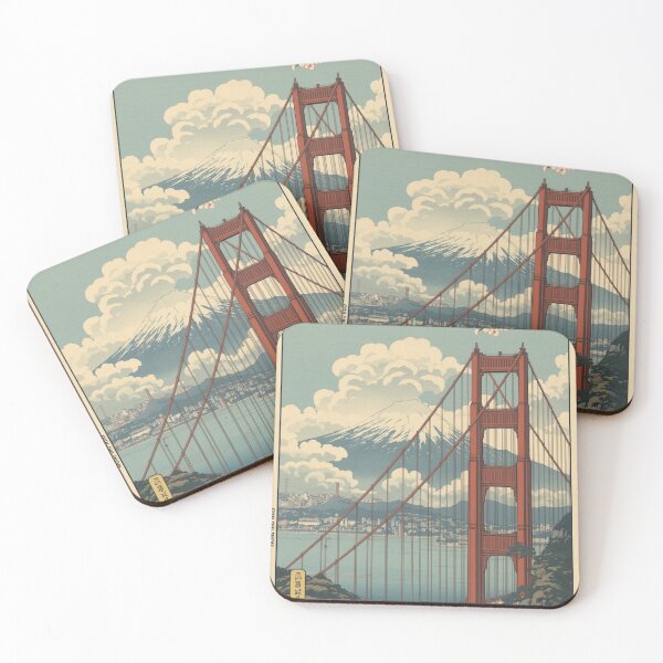 Item preview, Golden Gate and Mount Fuji – Japanese Ukiyo-e Woodblock Cityscape designed and sold by Vandy Fullam.