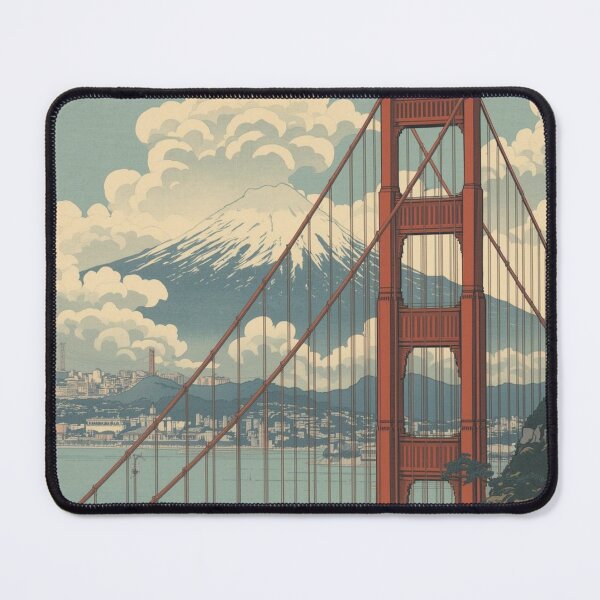 Item preview, Golden Gate and Mount Fuji – Japanese Ukiyo-e Woodblock Cityscape designed and sold by Vandy Fullam.
