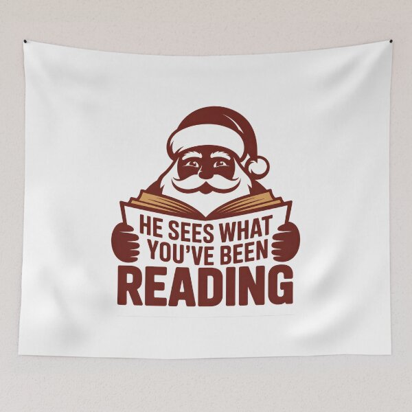 Item preview, He Sees What You've Been Reading - A perfect humorous design for book lovers who enjoy festive vibes and a playful twist on their reading habits. designed and sold by ZyziowskyArt.
