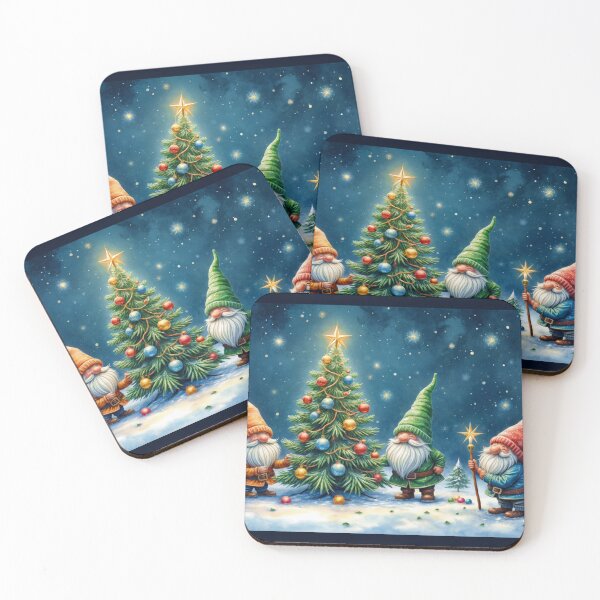 Item preview, charming gnomes with Christmas tree - Merry Christmas designed and sold by Connys Colorful World.