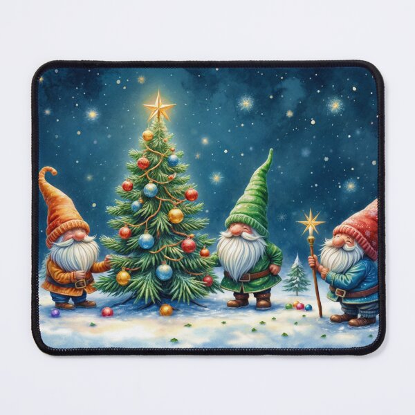 Item preview, charming gnomes with Christmas tree - Merry Christmas designed and sold by Connys Colorful World.