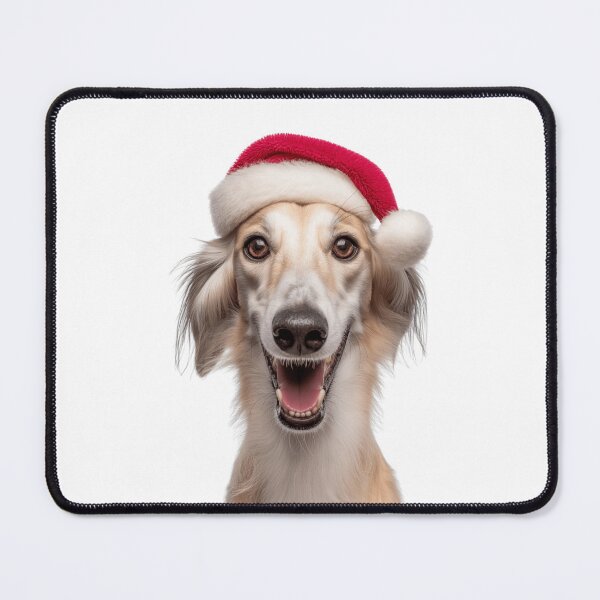 Item preview, Cute Saluki dog Christmas Art — Saluki dog Wearing Santa Hat designed and sold by LazyOwlStore.
