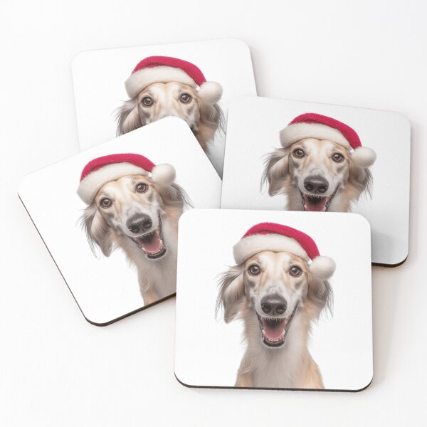 Item preview, Cute Saluki dog Christmas Art — Saluki dog Wearing Santa Hat designed and sold by LazyOwlStore.