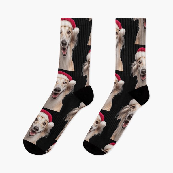 Item preview, Cute Saluki dog Christmas Art — Saluki dog Wearing Santa Hat designed and sold by LazyOwlStore.