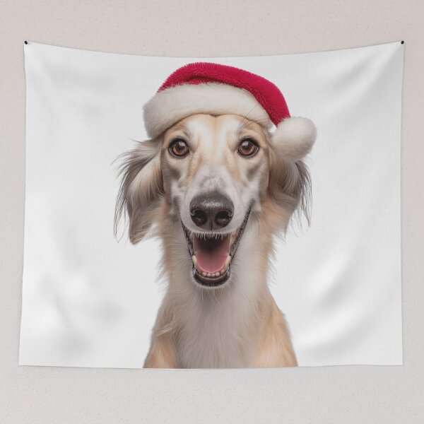 Item preview, Cute Saluki dog Christmas Art — Saluki dog Wearing Santa Hat designed and sold by LazyOwlStore.