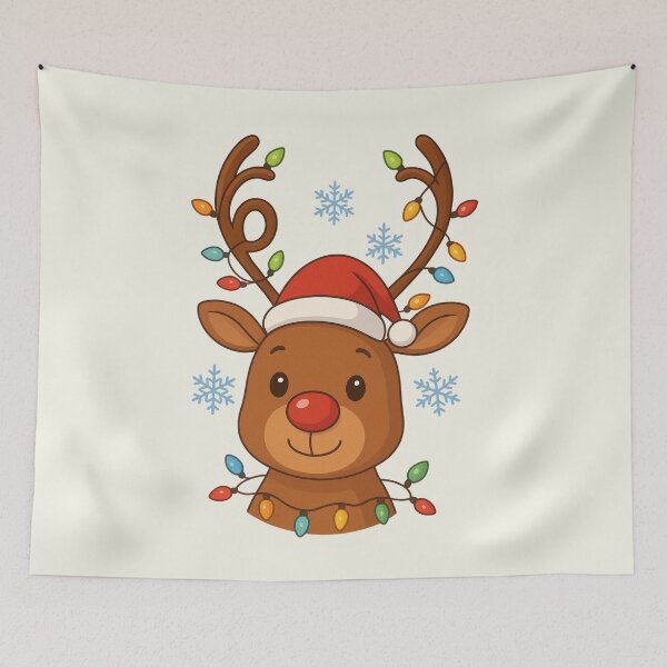 Item preview, Reindeer Six Seven Santa Hat Christmas Lights Vintage designed and sold by SunfullyYours.