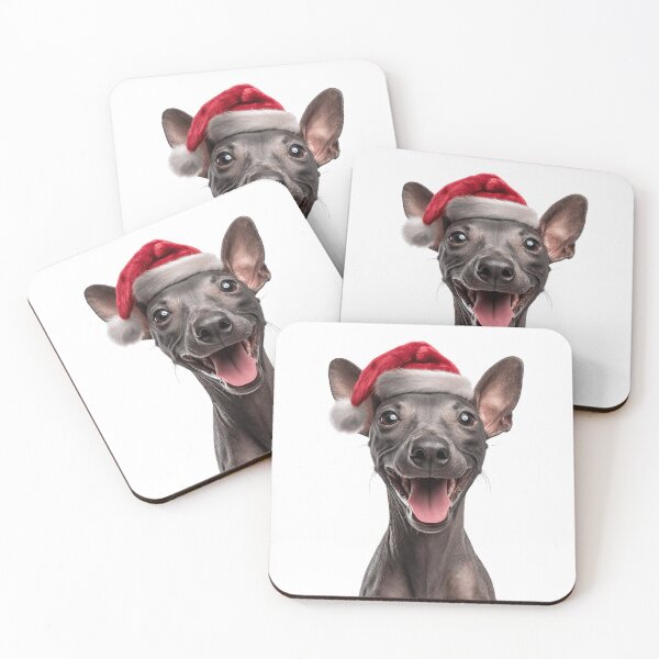 Item preview, Cute American Hairless Terrier Christmas Art — American Hairless Terrier Wearing Santa Hat designed and sold by LazyOwlStore.