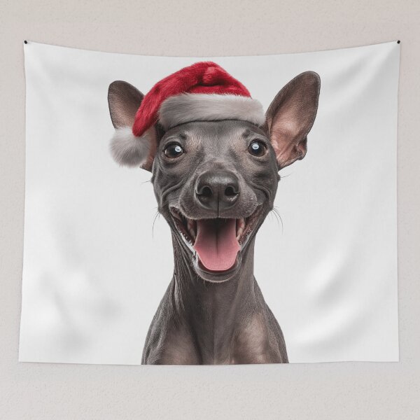Item preview, Cute American Hairless Terrier Christmas Art — American Hairless Terrier Wearing Santa Hat designed and sold by LazyOwlStore.