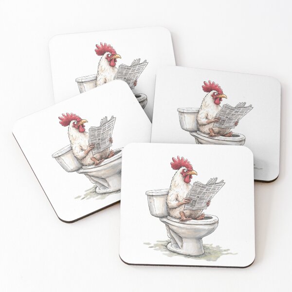 Item preview, Funny Rooster Reading Newspaper on Toilet Tee Shirt designed and sold by BHM-Design.