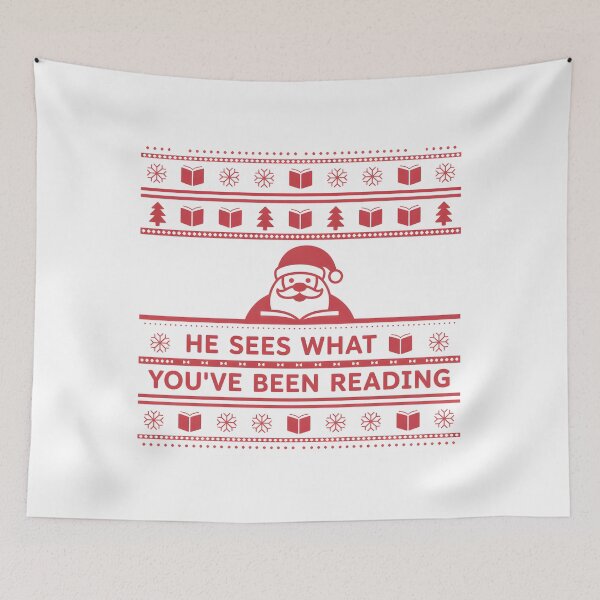 Item preview, He Sees What You've Been Reading - A perfect humorous design for book lovers who enjoy festive vibes and a playful twist on their reading habits. designed and sold by ZyziowskyArt.