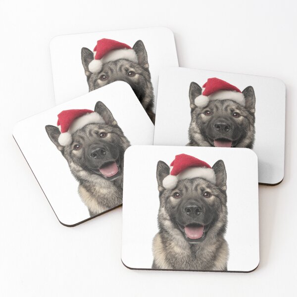 Item preview, Cute Norwegian Elkhound Christmas Art — Norwegian Elkhound Wearing Santa Hat designed and sold by LazyOwlStore.