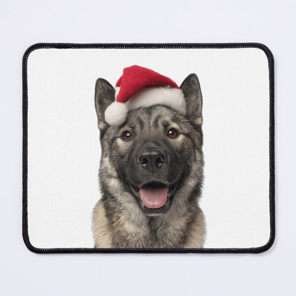 Item preview, Cute Norwegian Elkhound Christmas Art — Norwegian Elkhound Wearing Santa Hat designed and sold by LazyOwlStore.