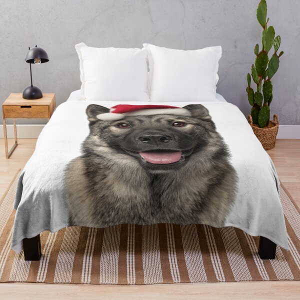 Item preview, Cute Norwegian Elkhound Christmas Art — Norwegian Elkhound Wearing Santa Hat designed and sold by LazyOwlStore.