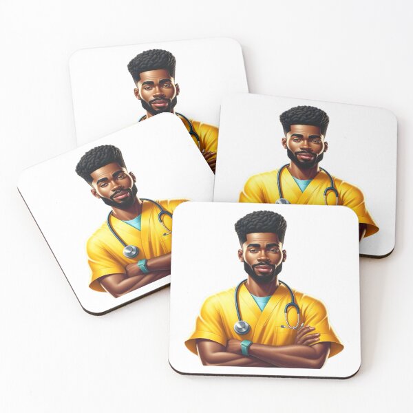 Item preview, Black Nurse in Yellow Scrubs | Confident Healthcare Art designed and sold by Lulunza.