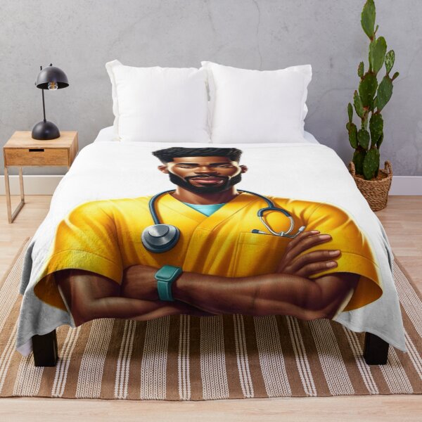 Item preview, Black Nurse in Yellow Scrubs | Confident Healthcare Art designed and sold by Lulunza.