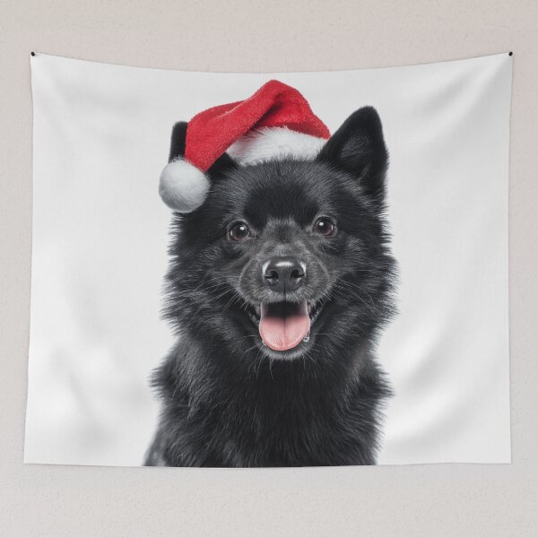 Item preview, Cute Schipperke dog Christmas Art — Schipperke dog Wearing Santa Hat designed and sold by LazyOwlStore.