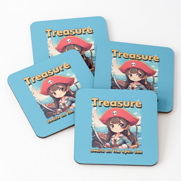 Item preview, Treasure Awaits on the Open Sea – Cute Anime Pirate Girl designed and sold by Novel Works Studio.