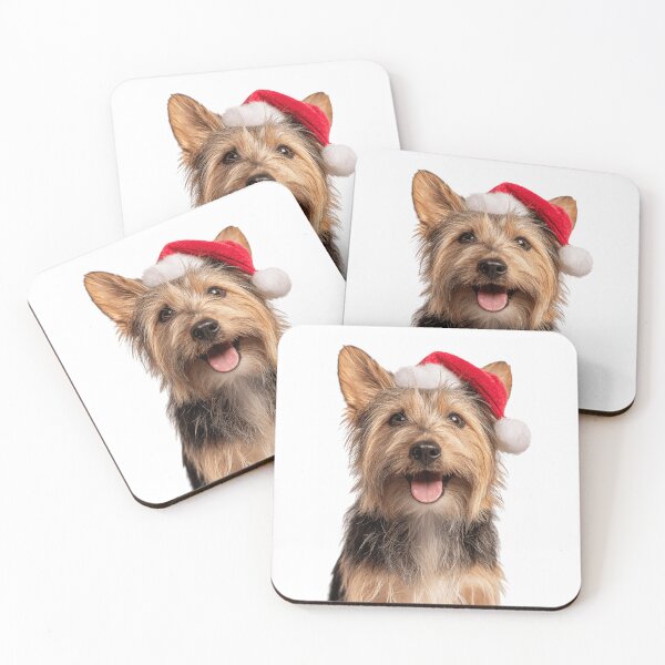 Item preview, Cute Silky Terrier Christmas Art — Silky Terrier Wearing Santa Hat designed and sold by LazyOwlStore.