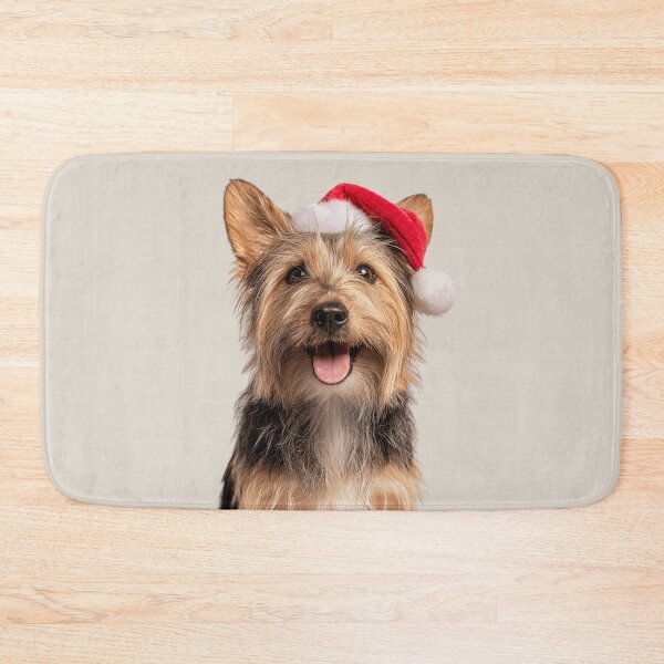 Item preview, Cute Silky Terrier Christmas Art — Silky Terrier Wearing Santa Hat designed and sold by LazyOwlStore.