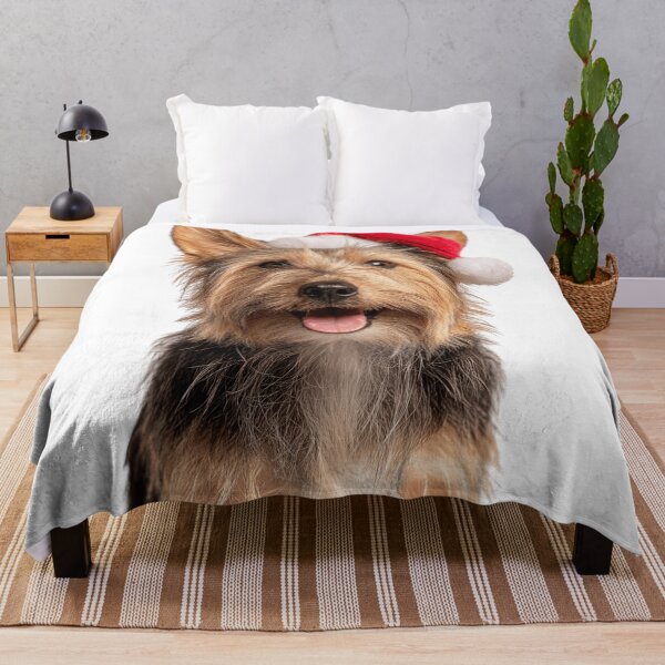Item preview, Cute Silky Terrier Christmas Art — Silky Terrier Wearing Santa Hat designed and sold by LazyOwlStore.