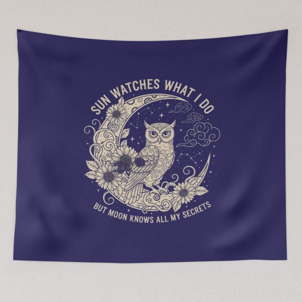 Item preview, Vintage Mystical Owl and Crescent Moon T-Shirt Design designed and sold by MyTshirtArt.