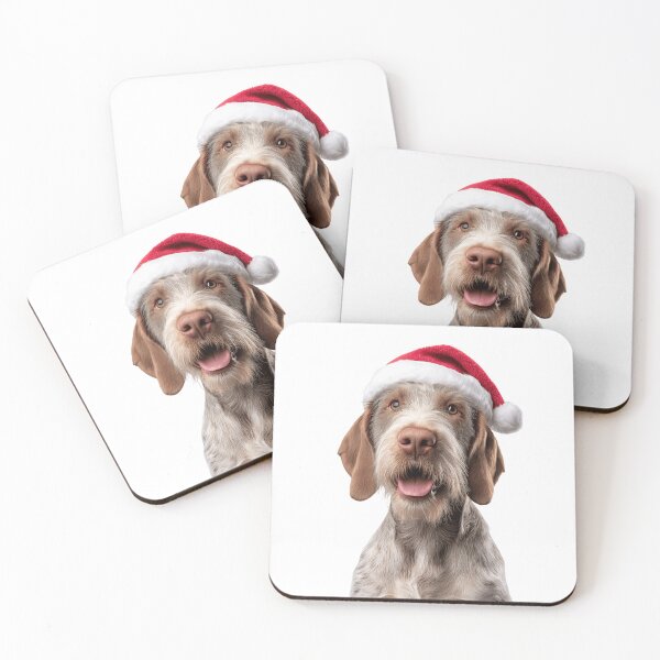 Item preview, Cute Spinone Italiano Christmas Art — Spinone Italiano Wearing Santa Hat designed and sold by LazyOwlStore.