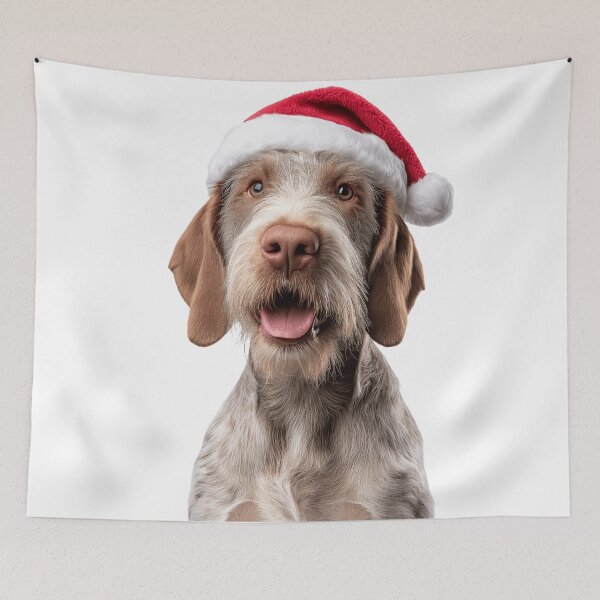 Item preview, Cute Spinone Italiano Christmas Art — Spinone Italiano Wearing Santa Hat designed and sold by LazyOwlStore.