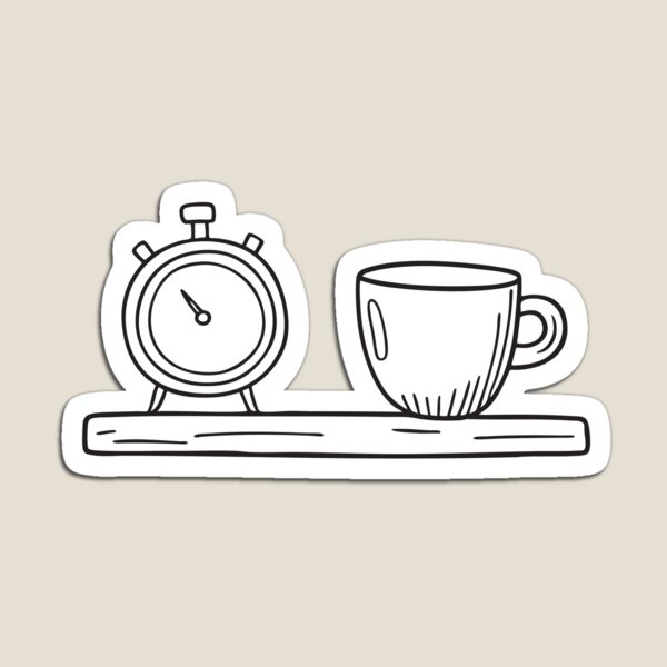 Item preview, A timer blinking beside a teacup on the shelf designed and sold by rasagamastore.