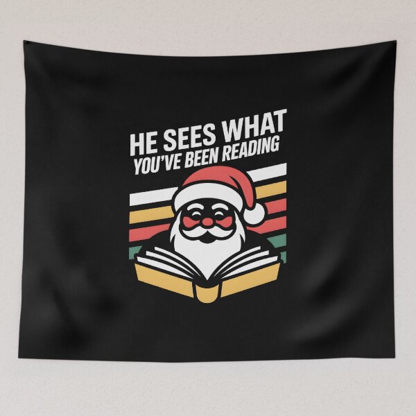 Item preview, He Sees What You've Been Reading - A perfect humorous design for book lovers who enjoy festive vibes and a playful twist on their reading habits. designed and sold by ZyziowskyArt.