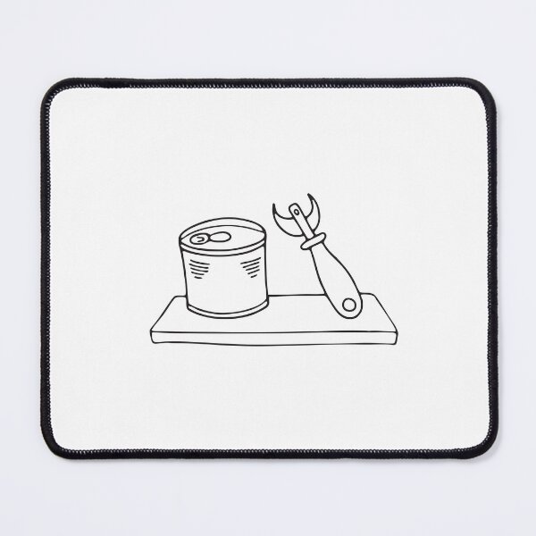 Item preview, A tin can beside a can opener on a kitchen shelf designed and sold by rasagamastore.