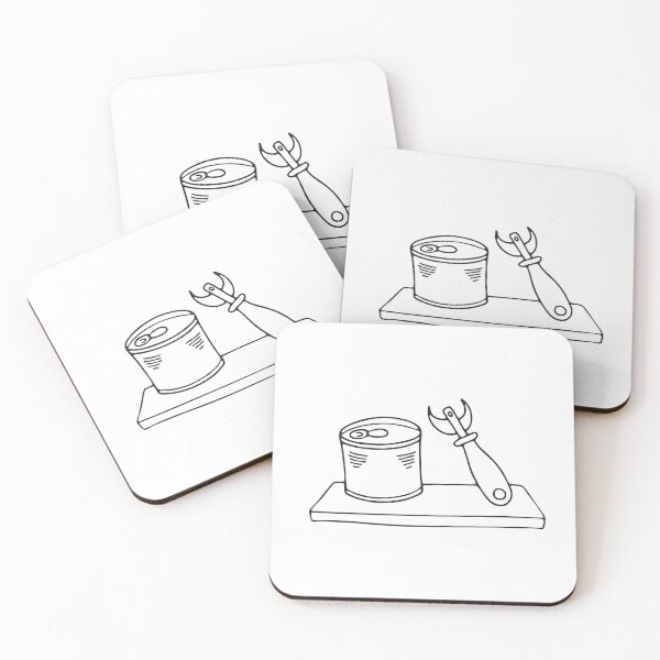 Item preview, A tin can beside a can opener on a kitchen shelf designed and sold by rasagamastore.