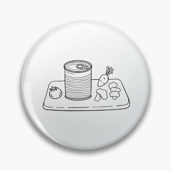 Item preview, A tin can beside vegetables on a board designed and sold by rasagamastore.