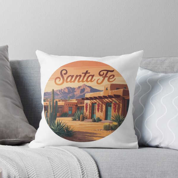 Item preview, Santa Fe New Mexico Sunset – Retro Adobe Desert Landscape with Cactus and Mountains designed and sold by CircinusStore.