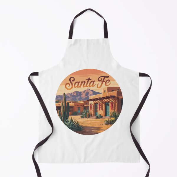 Item preview, Santa Fe New Mexico Sunset – Retro Adobe Desert Landscape with Cactus and Mountains designed and sold by CircinusStore.