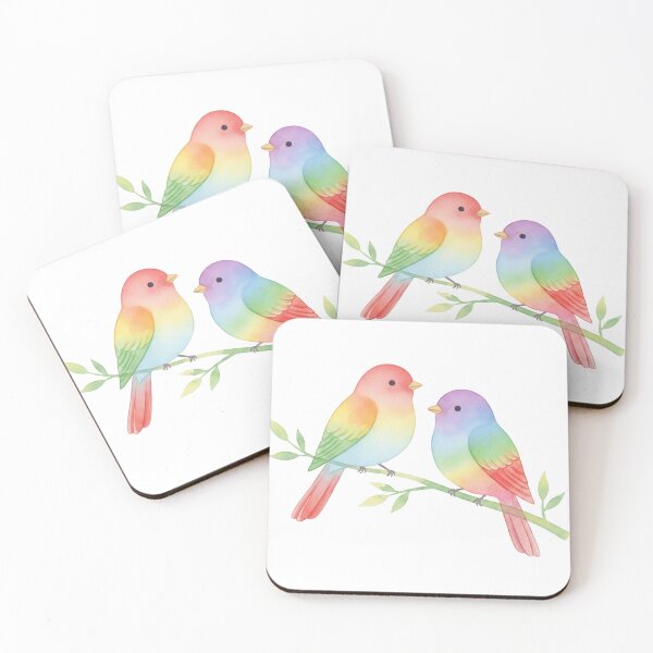 Item preview, Pastel Rainbow LGBTQ Pride Love Birds designed and sold by Sapphic-Charm.