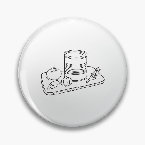 Item preview, A tin can beside vegetables on a cutting board designed and sold by rasagamastore.