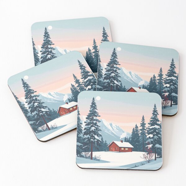 Item preview, Scandinavian Winter Cabin – Cozy Log House in Snowy Mountain Forest designed and sold by pod24.