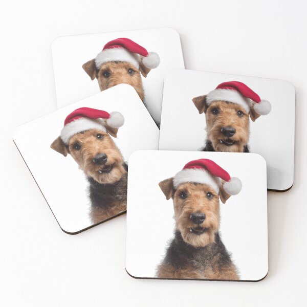 Item preview, Cute Welsh Terrier Christmas Art — Welshie Wearing Santa Hat designed and sold by LazyOwlStore.